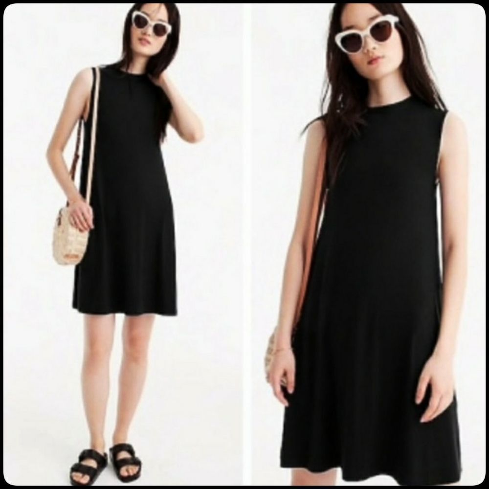 J. CREW Black Crew Neck Sleeveless Flowy Maxi Dress with Pockets Size: XX-Small - Picture 1 of 6